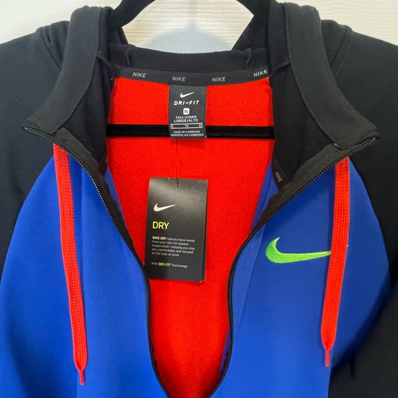 Nike Men's Dri-FIT Colorblock Full-Zip Hoodie XL-Tall Black, Red & Blue - Picture 7 of 15